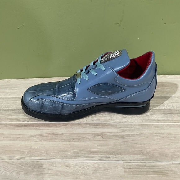 Fennix Italy Jean Blue Men's Shoes casual sneakers alligator/leather calf - Picture 3 of 5